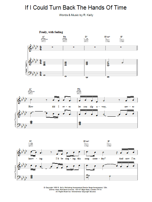 Download R. Kelly If I Could Turn Back The Hands Of Time Sheet Music and learn how to play Saxophone PDF digital score in minutes