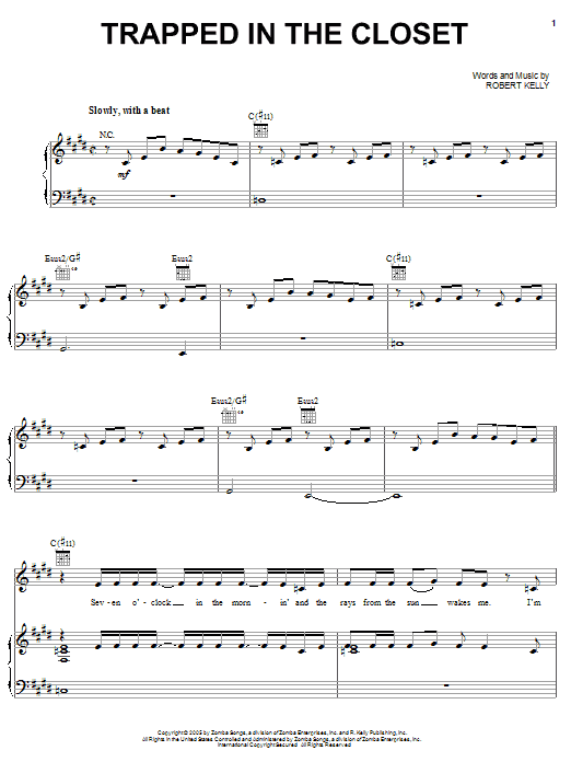 Download R. Kelly Trapped In The Closet Sheet Music and learn how to play Piano, Vocal & Guitar (Right-Hand Melody) PDF digital score in minutes