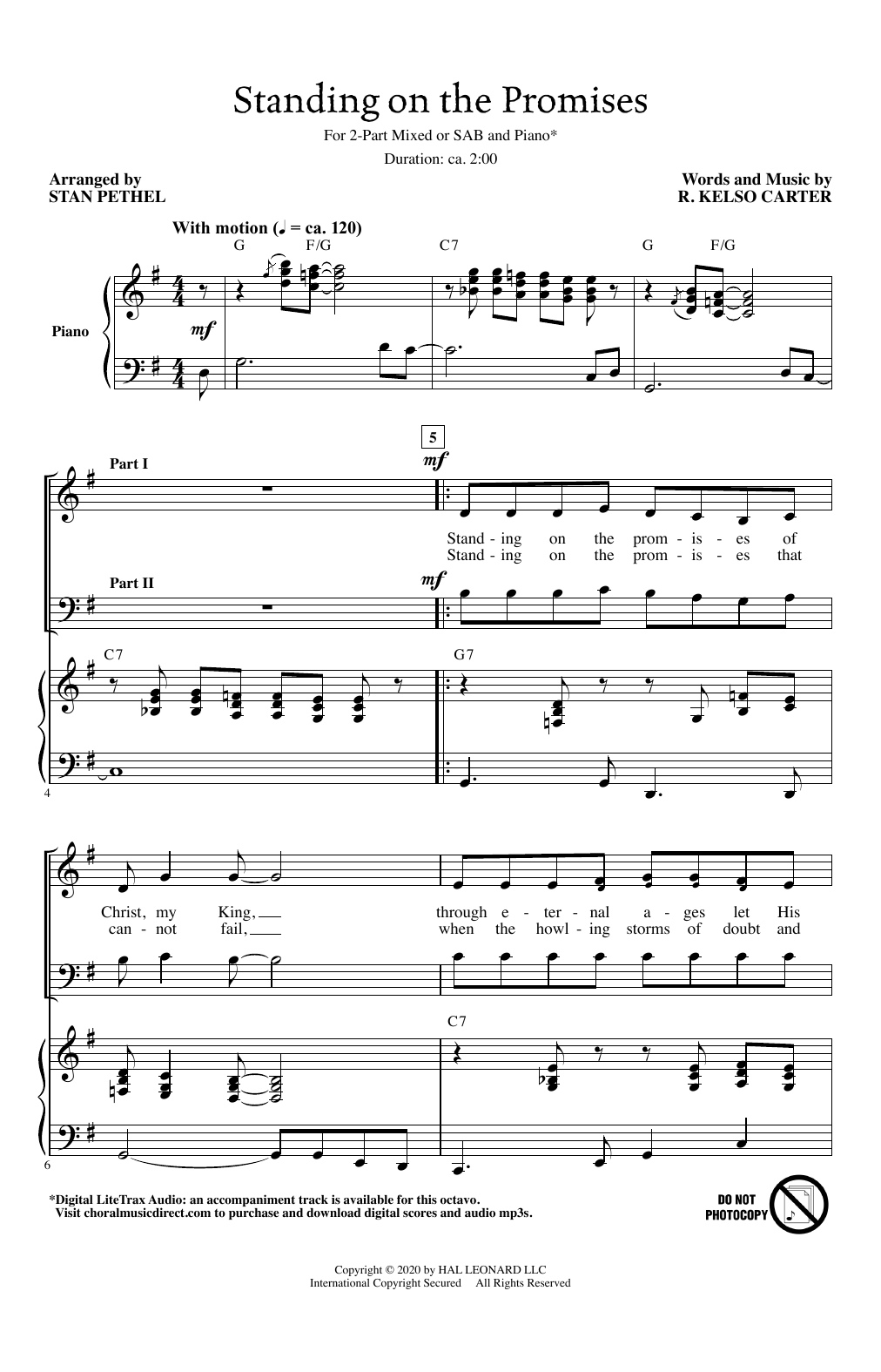 Download R. Kelso Carter Standing On The Promises (arr. Stan Pethel) Sheet Music and learn how to play SAB Choir PDF digital score in minutes