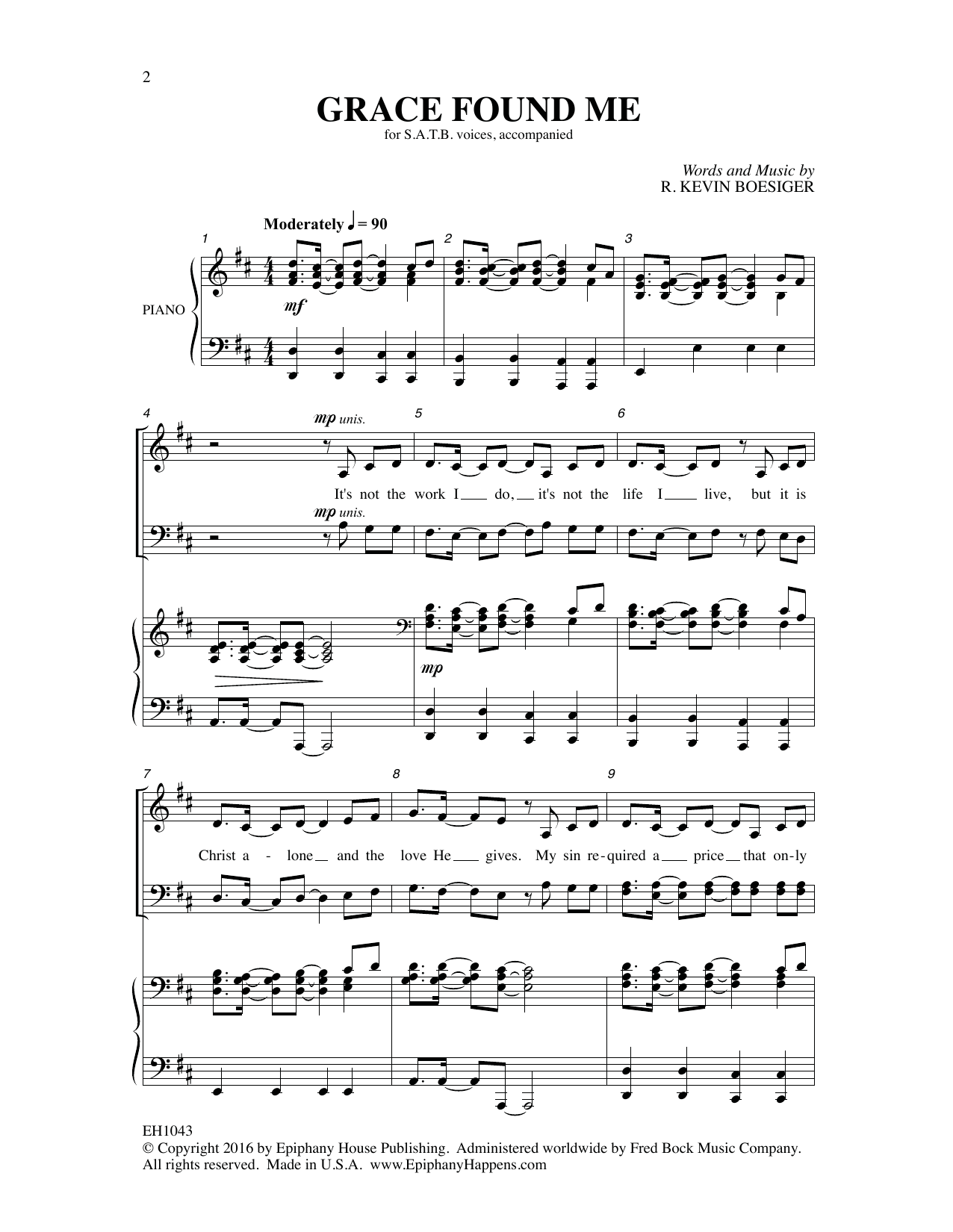 Download R. Kevin Boesiger Grace Found Me Sheet Music and learn how to play SATB Choir PDF digital score in minutes