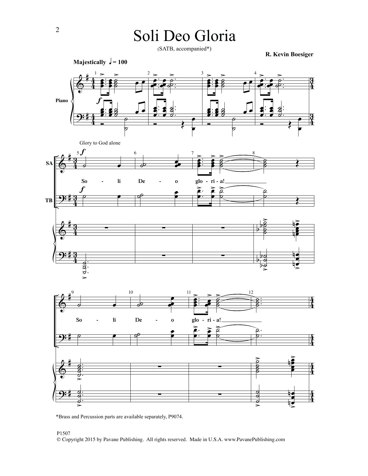 Download R. Kevin Boesiger Soli Deo Gloria Sheet Music and learn how to play SATB Choir PDF digital score in minutes