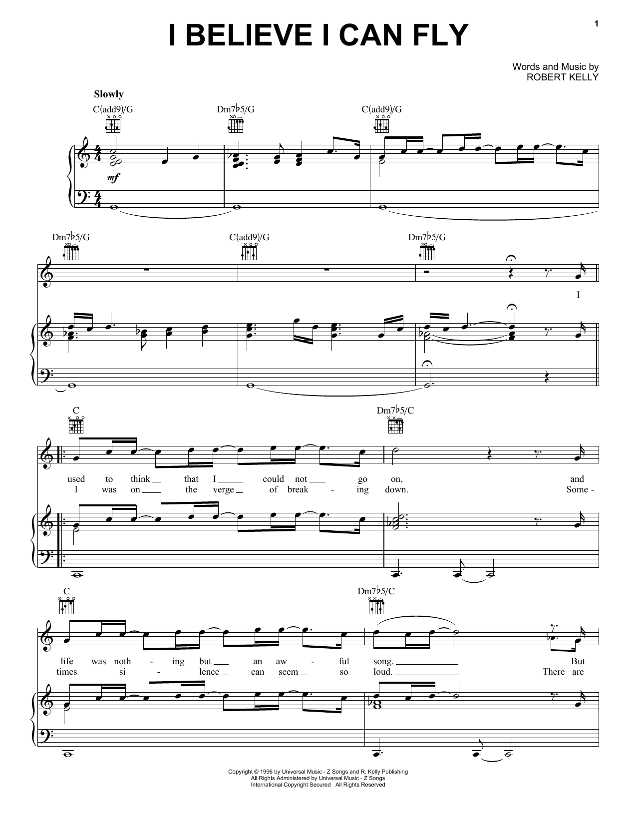 R Kelly I Believe I Can Fly Sheet Music Notes Chords Piano Download Pop 51655 Pdf [ 1650 x 1276 Pixel ]
