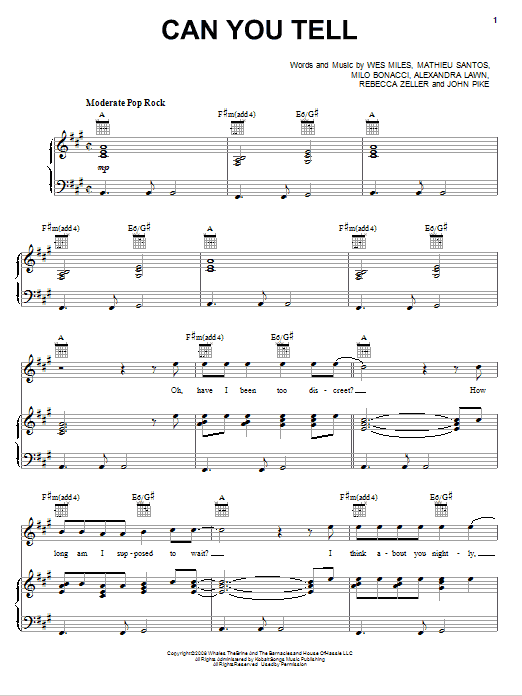 Download Ra Ra Riot Can You Tell Sheet Music and learn how to play Piano, Vocal & Guitar (Right-Hand Melody) PDF digital score in minutes