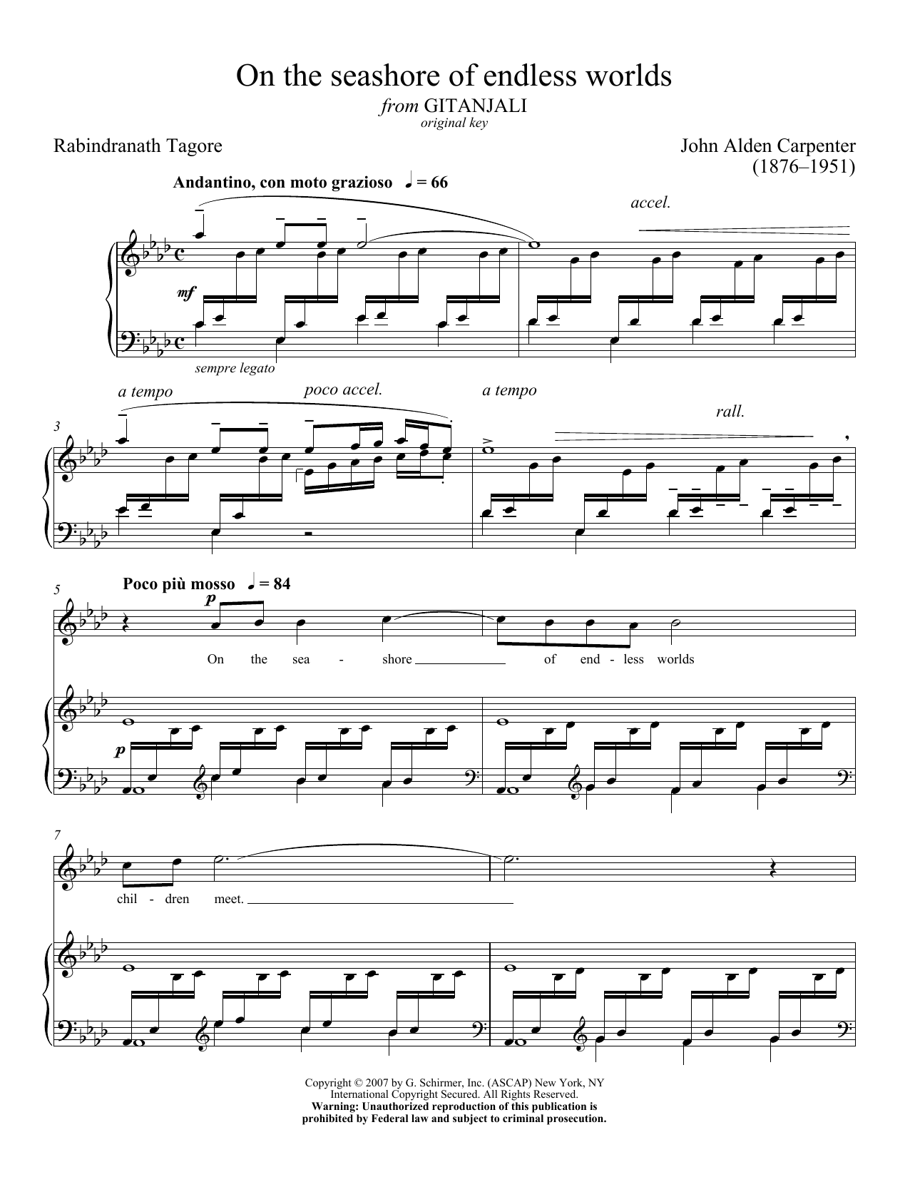Download Rabindranath Tagore On The Seashore Of Endless Worlds Sheet Music and learn how to play Piano & Vocal PDF digital score in minutes