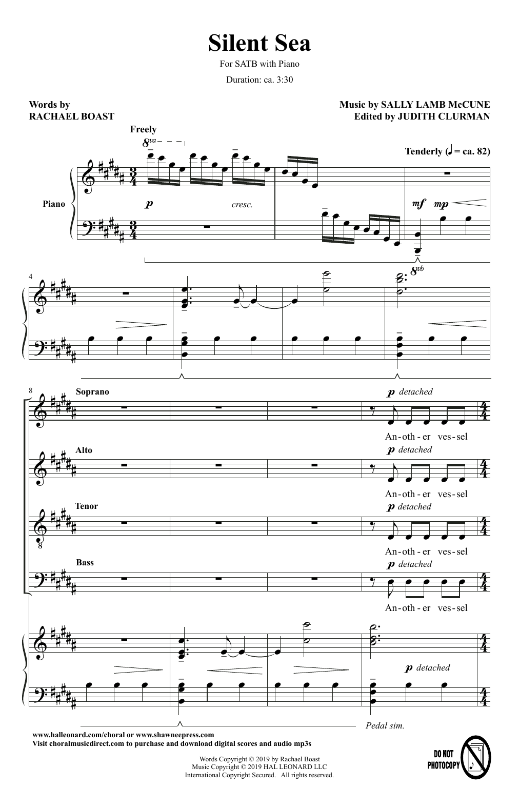 Download Rachael Boast and Sally Lamb McCune Silent Sea Sheet Music and learn how to play SATB Choir PDF digital score in minutes