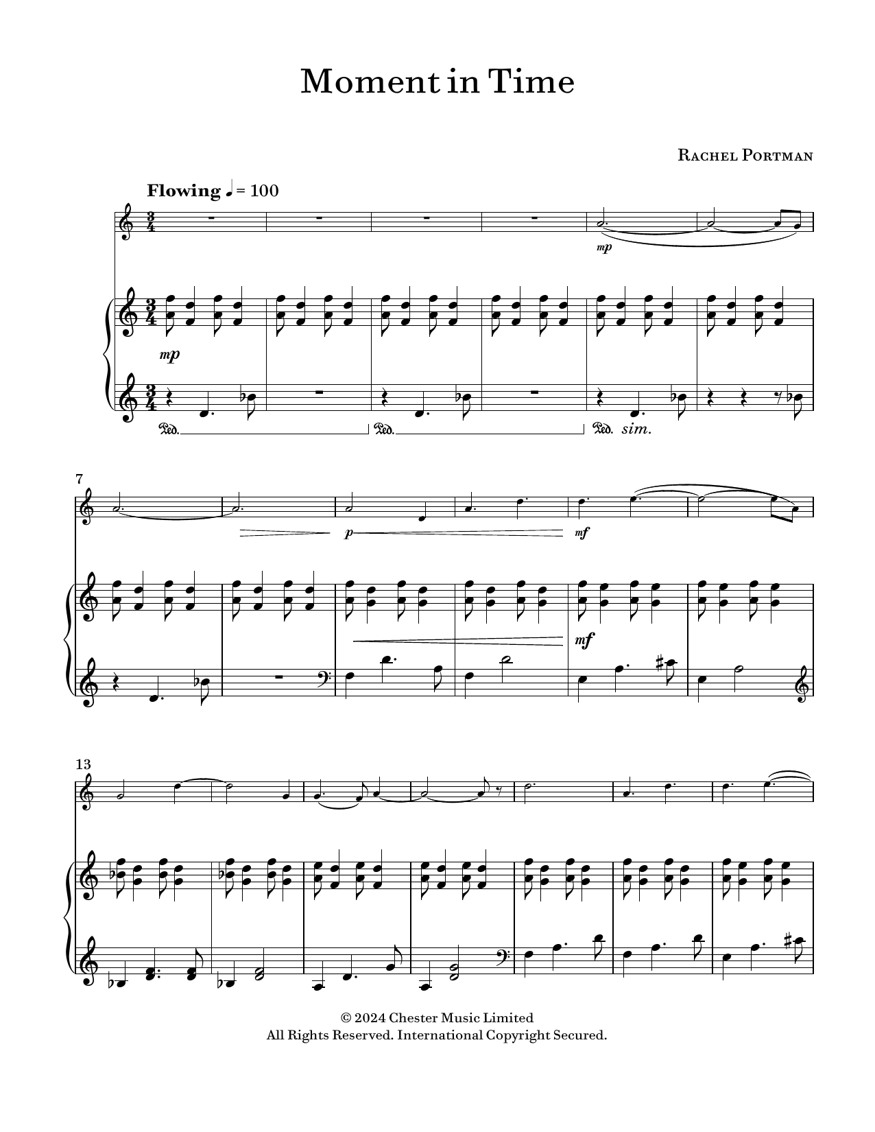 Download Rachel Portman Moment In Time Sheet Music and learn how to play Violin and Piano PDF digital score in minutes