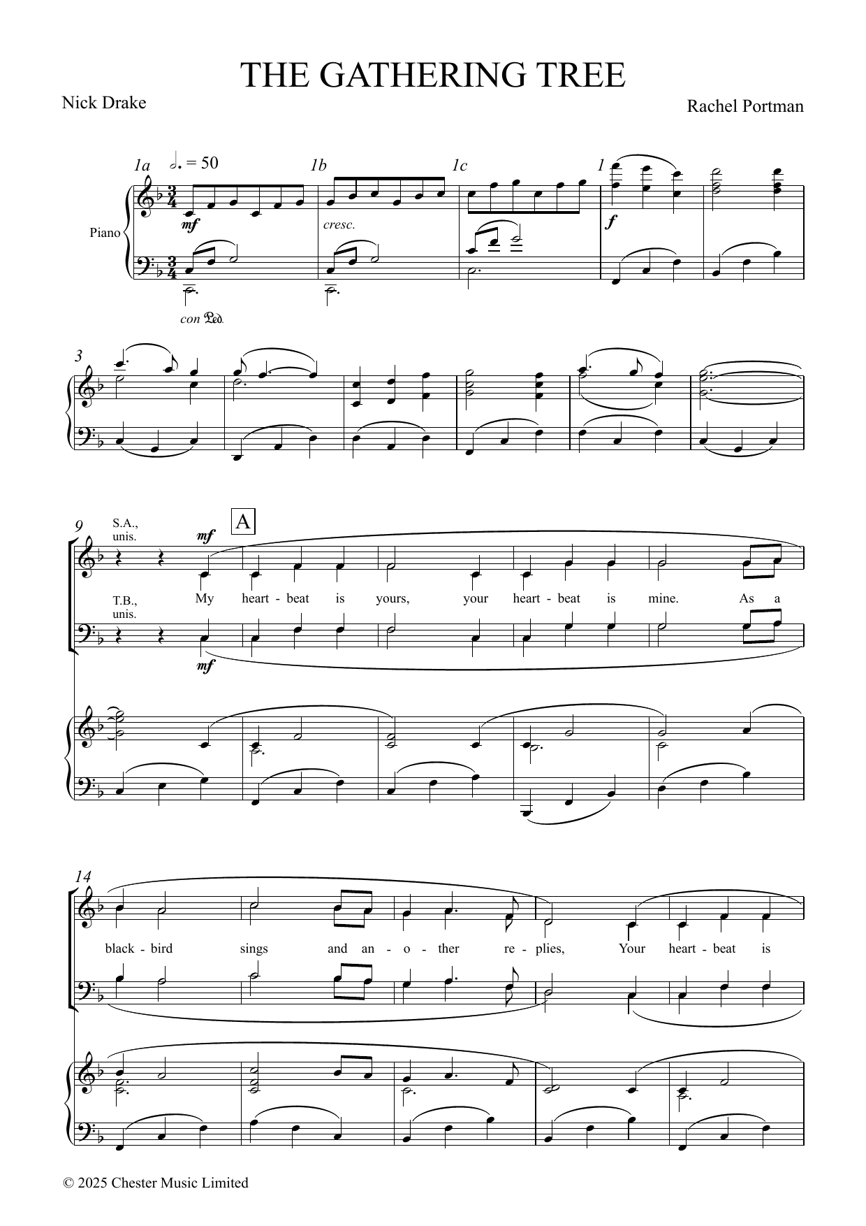Download Rachel Portman The Gathering Tree Sheet Music and learn how to play SATB Choir PDF digital score in minutes