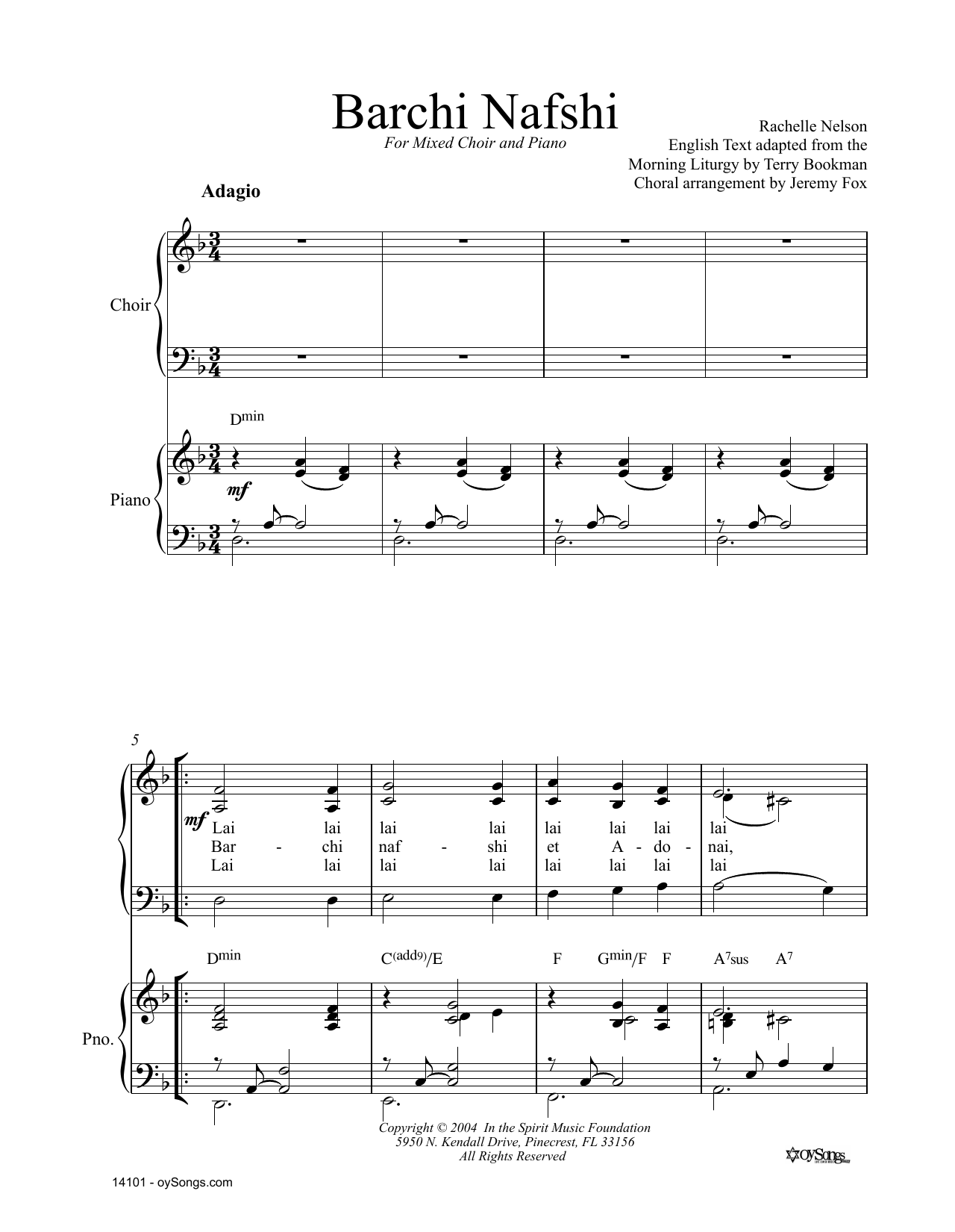 Download Rachelle Nelson Barchi Nafshi Sheet Music and learn how to play SAT Choir PDF digital score in minutes