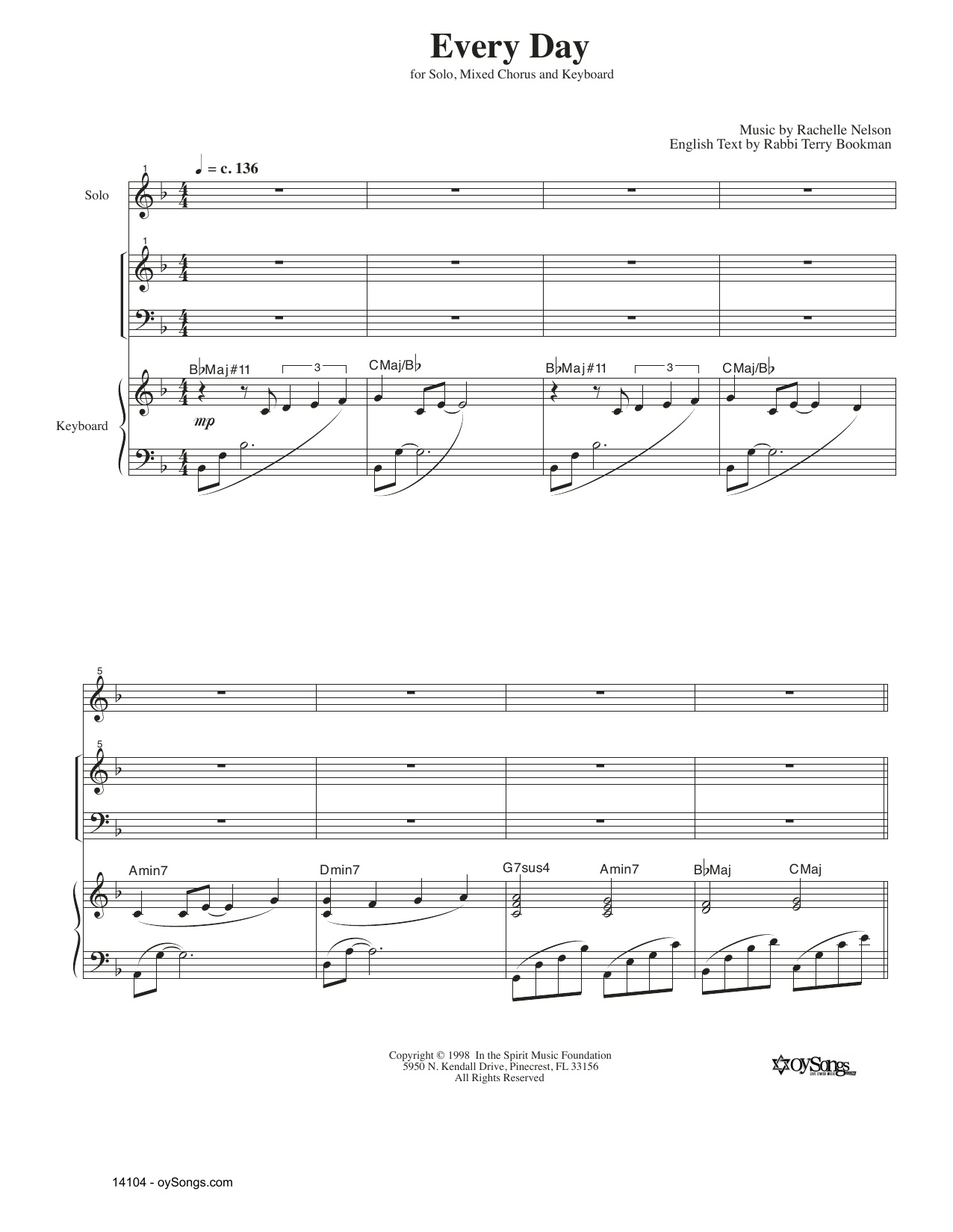Download Rachelle Nelson Every Day Sheet Music and learn how to play SAT Choir PDF digital score in minutes