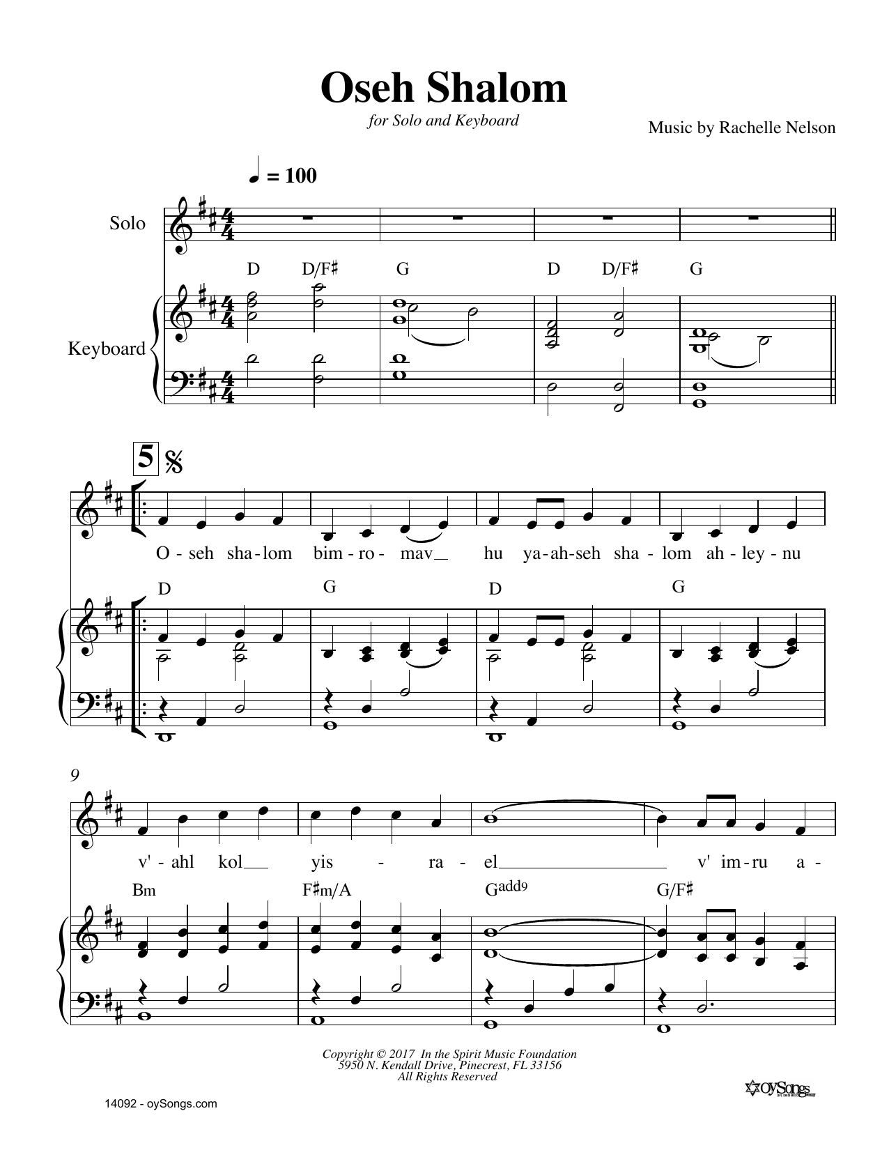 Download Rachelle Nelson Oseh Shalom Sheet Music and learn how to play SATB Choir PDF digital score in minutes