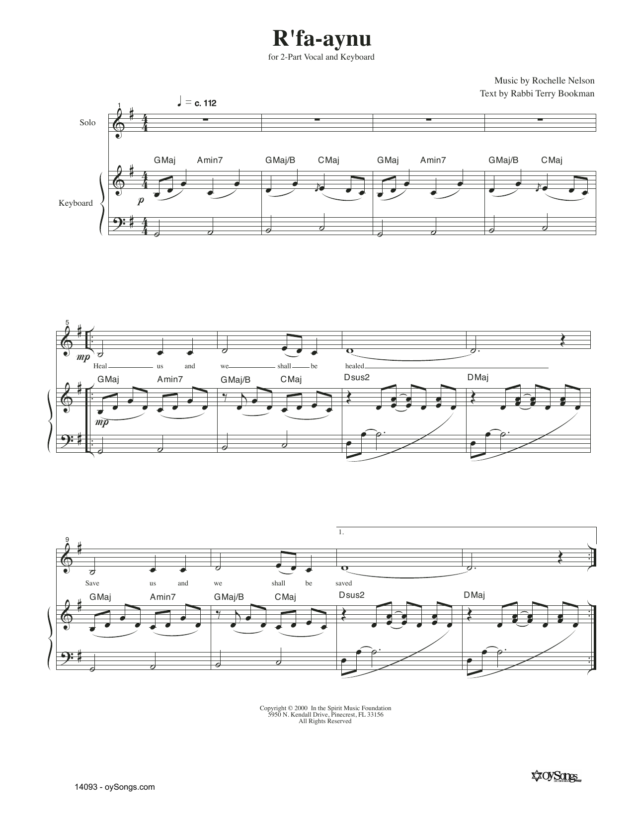 Download Rachelle Nelson R'faaynu Sheet Music and learn how to play Piano & Vocal PDF digital score in minutes