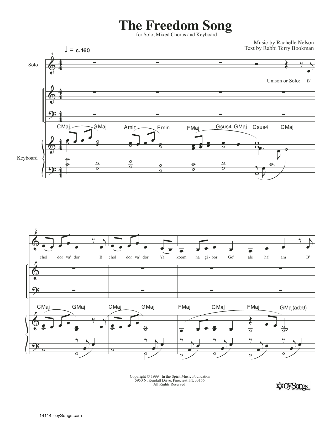 Download Rachelle Nelson The Freedom Song Sheet Music and learn how to play SAT Choir PDF digital score in minutes