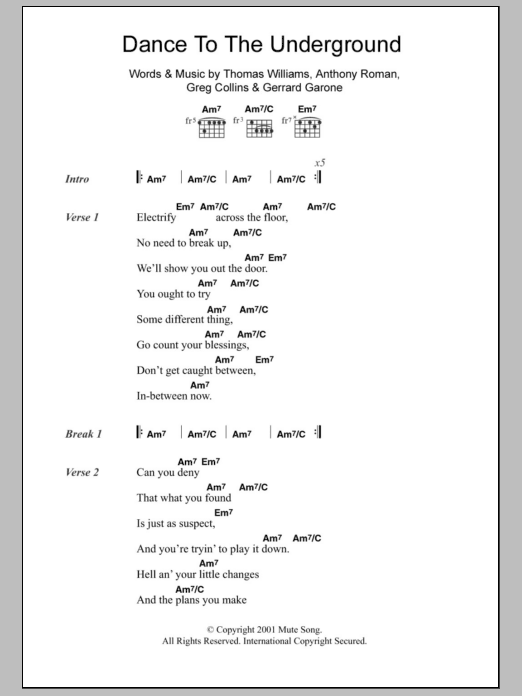 Download Radio 4 Dance To The Underground Sheet Music and learn how to play Lyrics & Chords PDF digital score in minutes