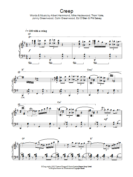 Download Radiohead Creep (jazz version) Sheet Music and learn how to play Piano PDF digital score in minutes