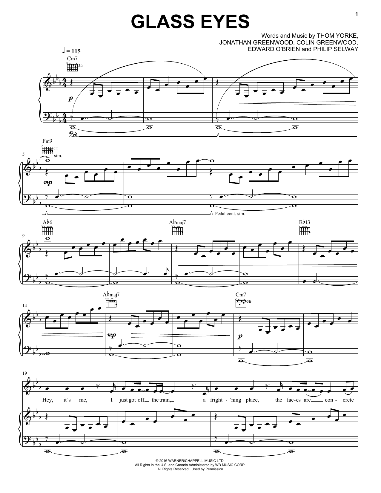 Download Radiohead Glass Eyes Sheet Music and learn how to play Piano, Vocal & Guitar (Right-Hand Melody) PDF digital score in minutes