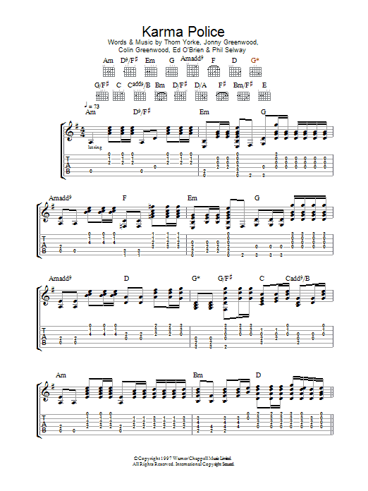 Download Radiohead Karma Police Sheet Music and learn how to play Baritone Ukulele PDF digital score in minutes