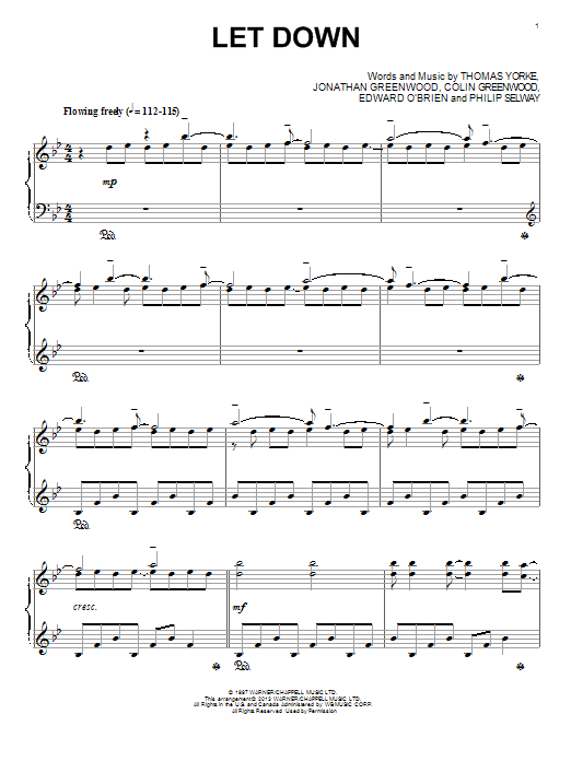 Download Radiohead Let Down Sheet Music and learn how to play Piano PDF digital score in minutes