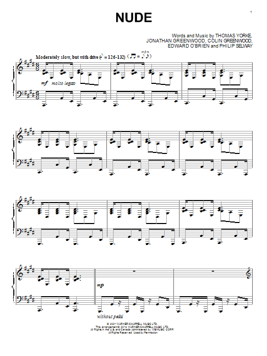 Download Radiohead Nude Sheet Music and learn how to play Piano PDF digital score in minutes