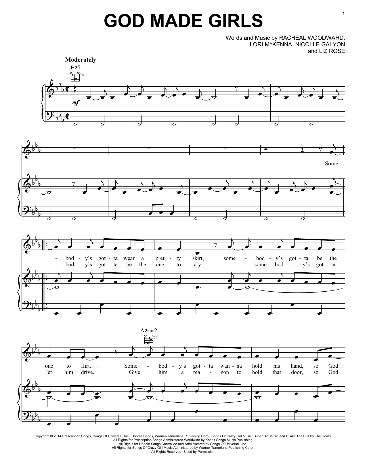 Download RaeLynn God Made Girls Sheet Music and learn how to play Piano, Vocal & Guitar (Right-Hand Melody) PDF digital score in minutes
