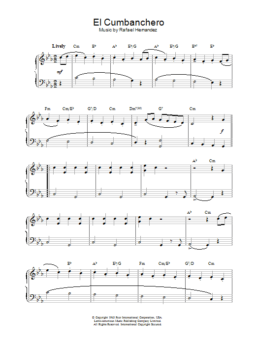 Download Rafael Hernandez El Cumbanchero Sheet Music and learn how to play Piano, Vocal & Guitar (Right-Hand Melody) PDF digital score in minutes
