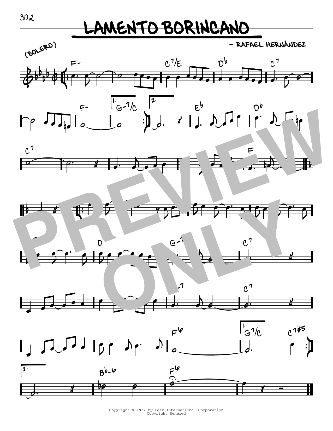 Download Rafael Hernandez Lamento Borincano Sheet Music and learn how to play Real Book – Melody & Chords PDF digital score in minutes