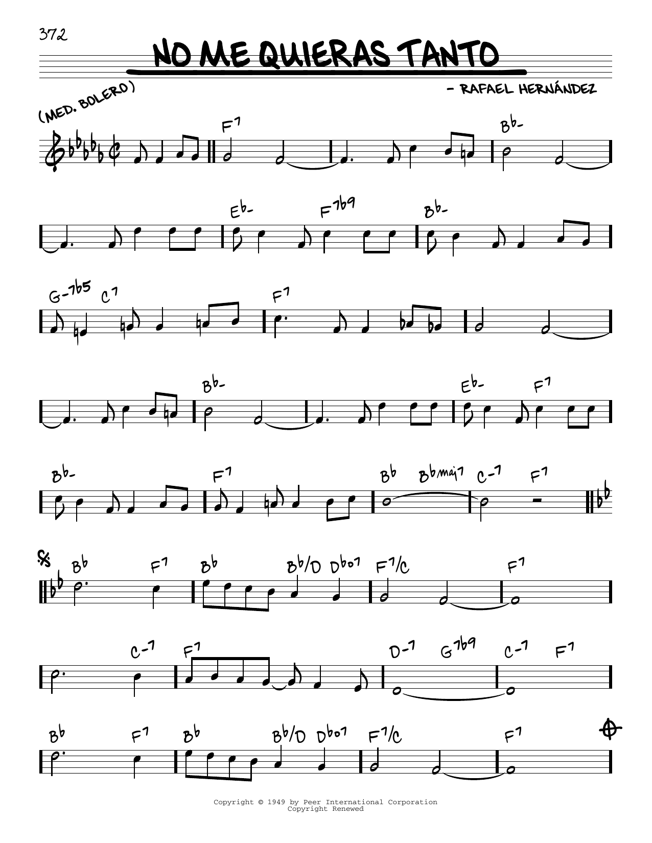 Download Rafael Hernandez No Me Quieras Tanto Sheet Music and learn how to play Real Book – Melody & Chords PDF digital score in minutes