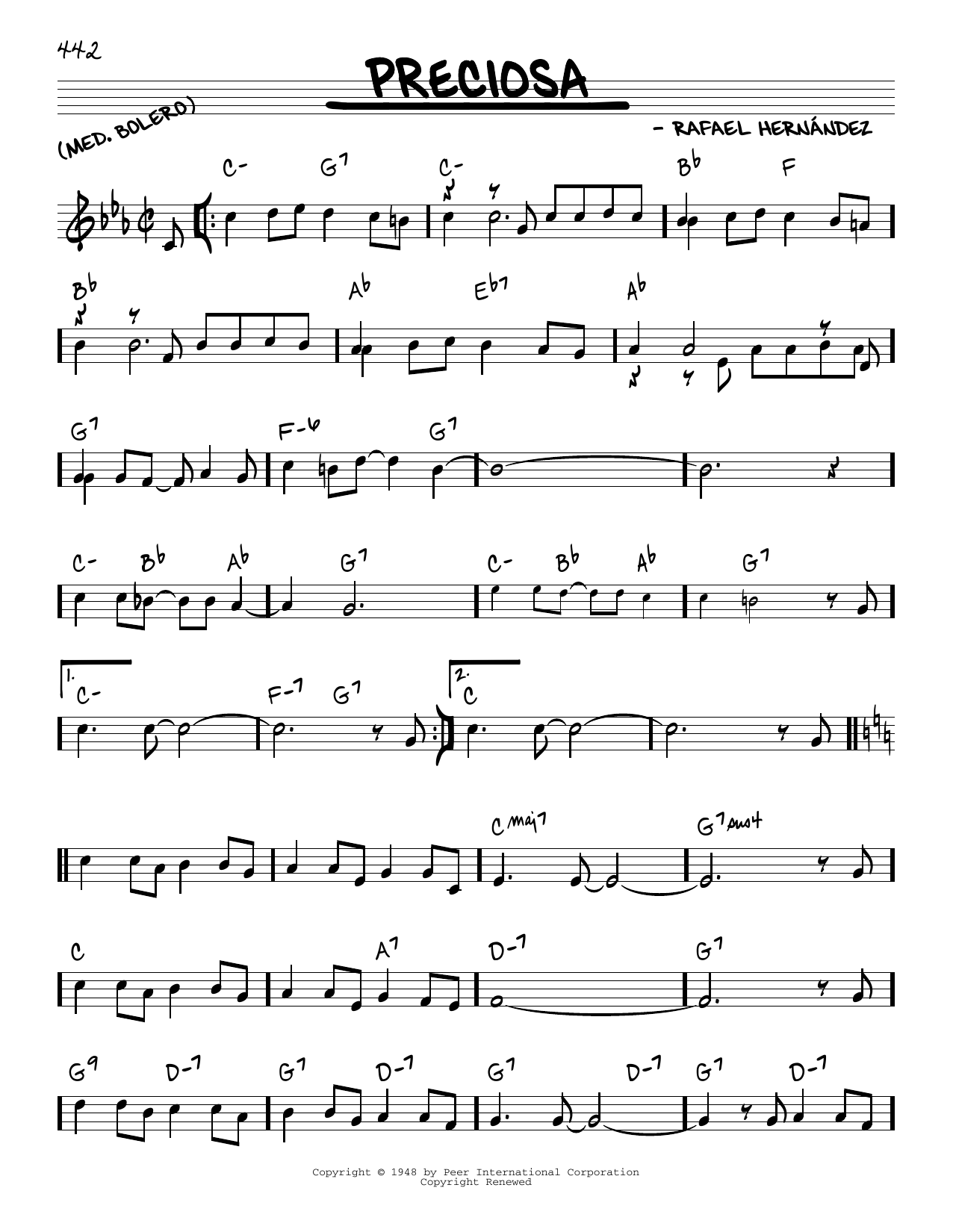 Download Rafael Hernandez Preciosa Sheet Music and learn how to play Real Book – Melody & Chords PDF digital score in minutes