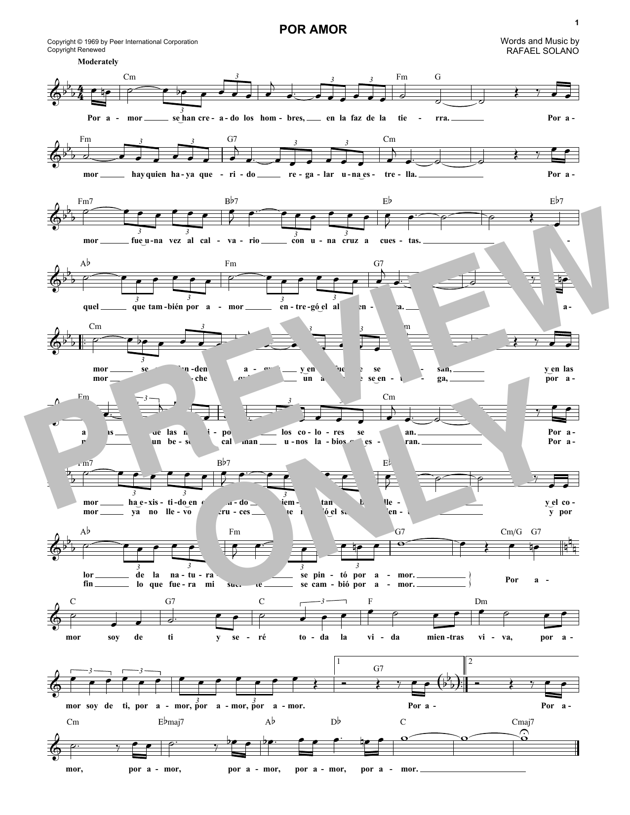 Download Rafael Solano Por Amor Sheet Music and learn how to play Real Book – Melody & Chords PDF digital score in minutes