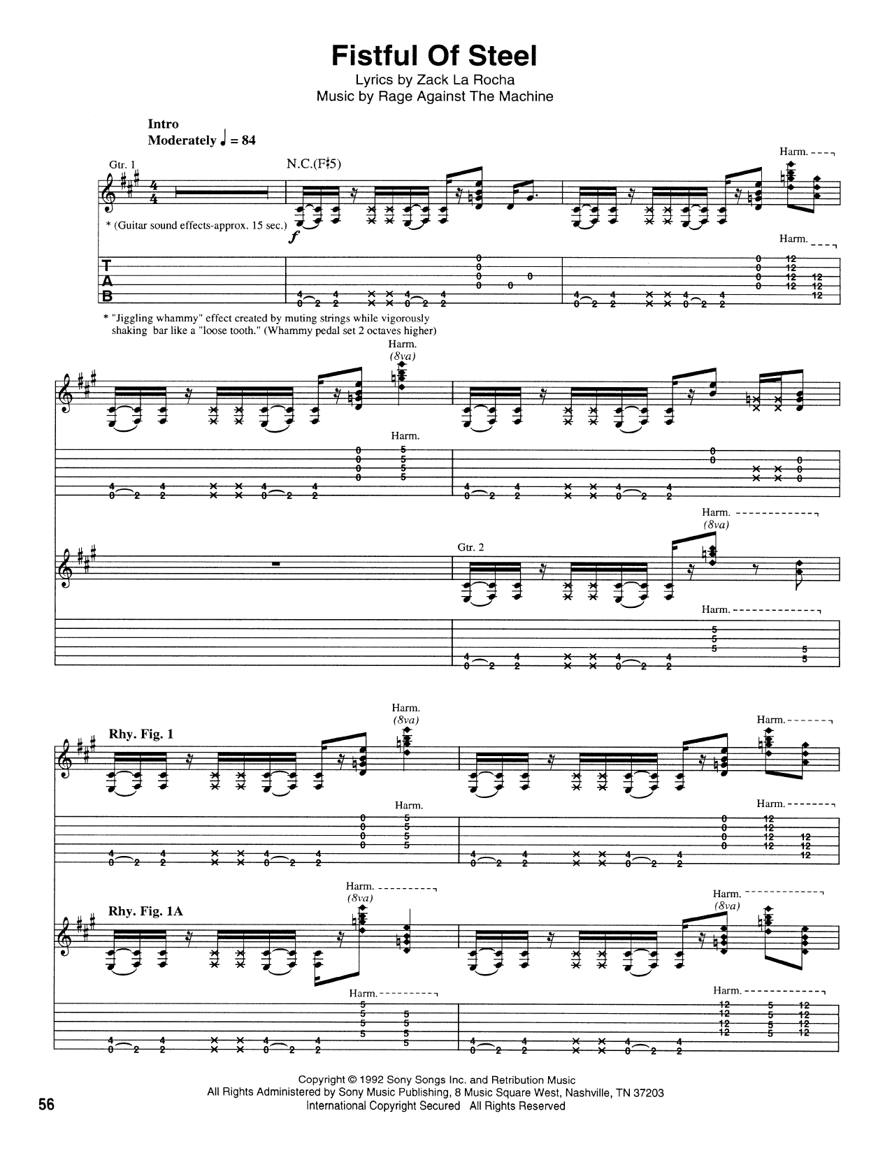 Download Rage Against The Machine Fistful Of Steel Sheet Music and learn how to play Guitar Tab PDF digital score in minutes