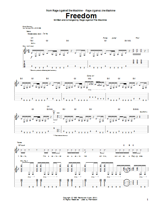 Download Rage Against The Machine Freedom Sheet Music and learn how to play Bass Guitar Tab PDF digital score in minutes