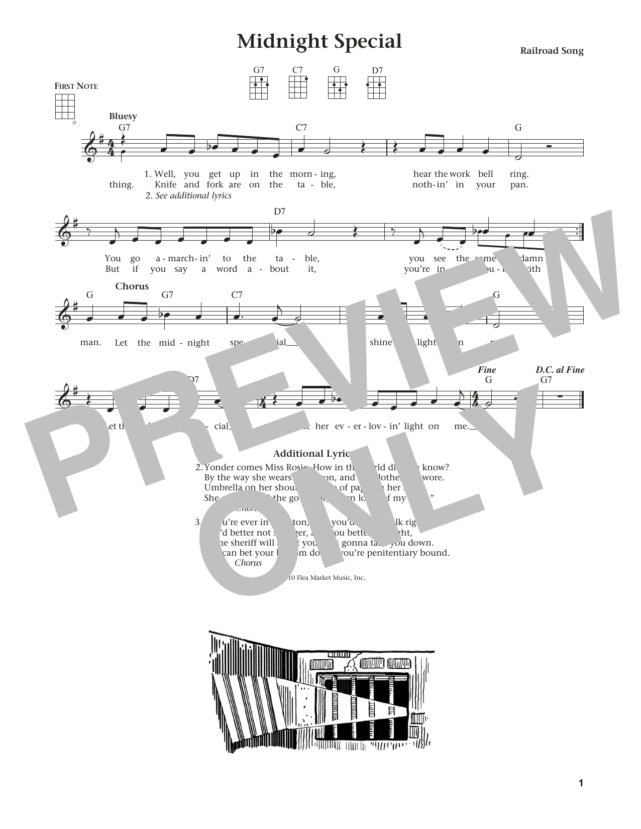 Download Railroad Song Midnight Special Sheet Music and learn how to play Ukulele PDF digital score in minutes
