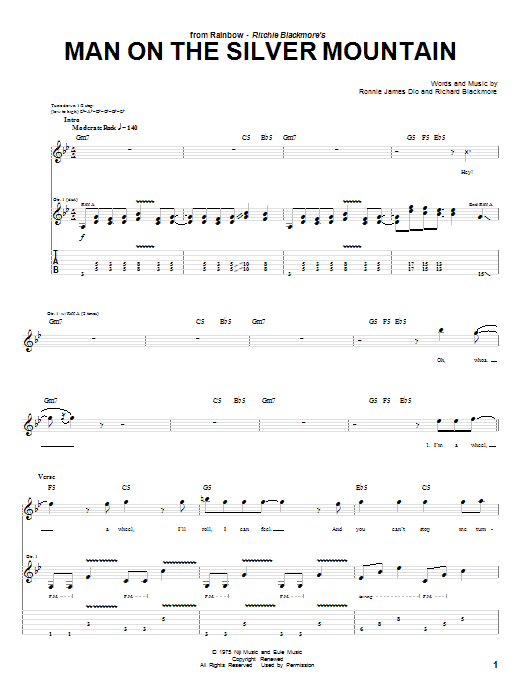 Download Rainbow Man On The Silver Mountain Sheet Music and learn how to play Guitar Tab PDF digital score in minutes