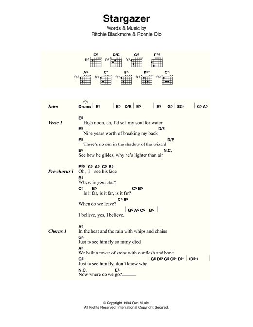 Download Rainbow Stargazer Sheet Music and learn how to play Lyrics & Chords PDF digital score in minutes