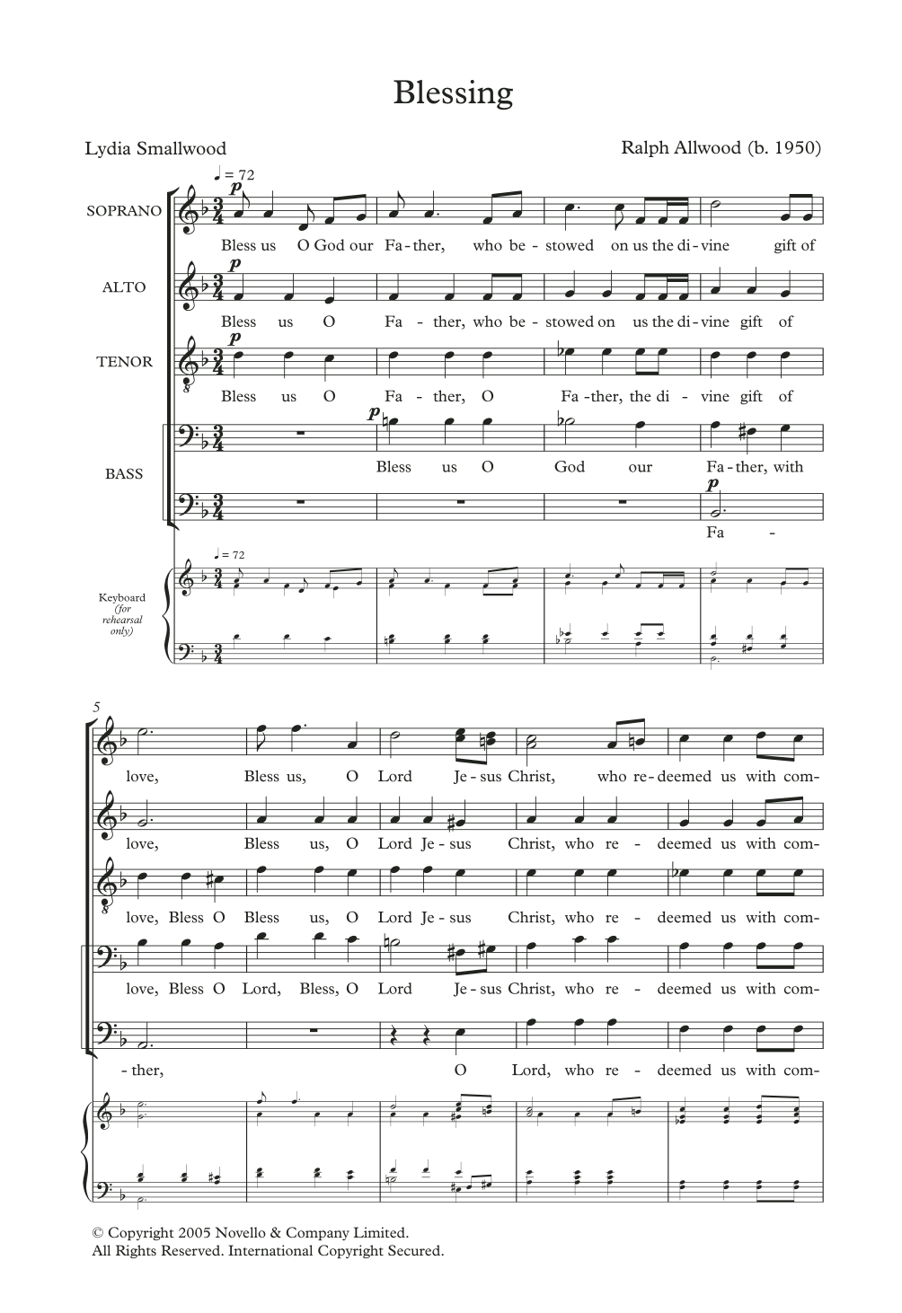 Download Ralph Allwood Blessing Sheet Music and learn how to play Choir PDF digital score in minutes