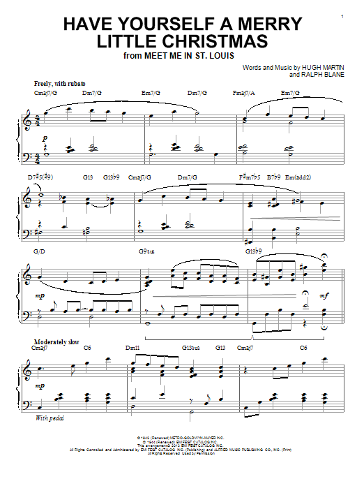 Download Ralph Blane Have Yourself A Merry Little Christmas Sheet Music and learn how to play Piano PDF digital score in minutes