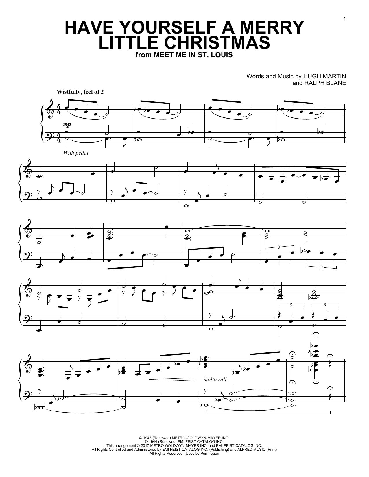 Download Ralph Blane Have Yourself A Merry Little Christmas Sheet Music and learn how to play Piano PDF digital score in minutes