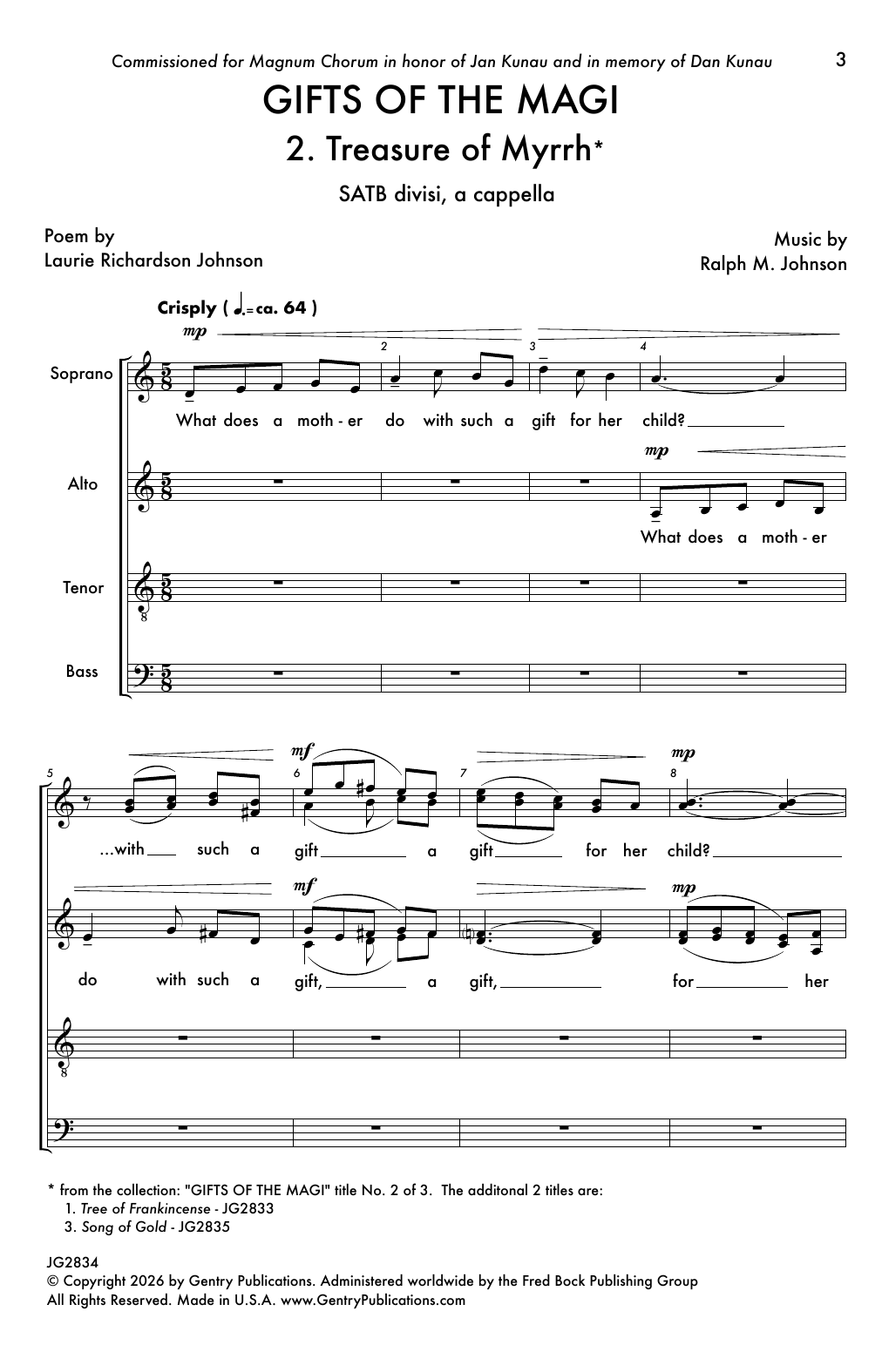 Download Ralph M. Johnson Gifts Of The Magi - 2. Treasure Of Myrrh Sheet Music and learn how to play SATB Choir PDF digital score in minutes