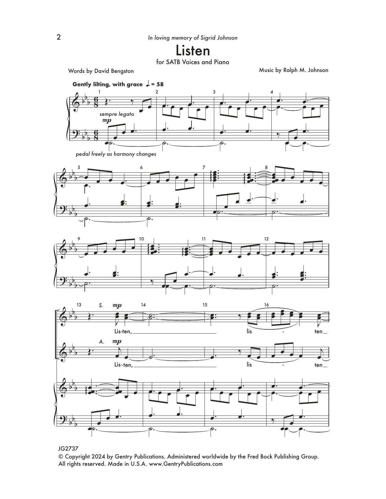 Download Ralph M. Johnson Listen Sheet Music and learn how to play SATB Choir PDF digital score in minutes