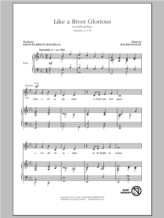 Download Ralph Manuel Like A River Glorious Sheet Music and learn how to play SATB PDF digital score in minutes