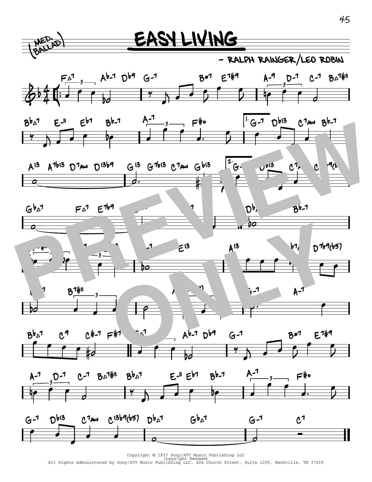 Download Ralph Rainger Easy Living (arr. David Hazeltine) Sheet Music and learn how to play Real Book – Enhanced Chords PDF digital score in minutes