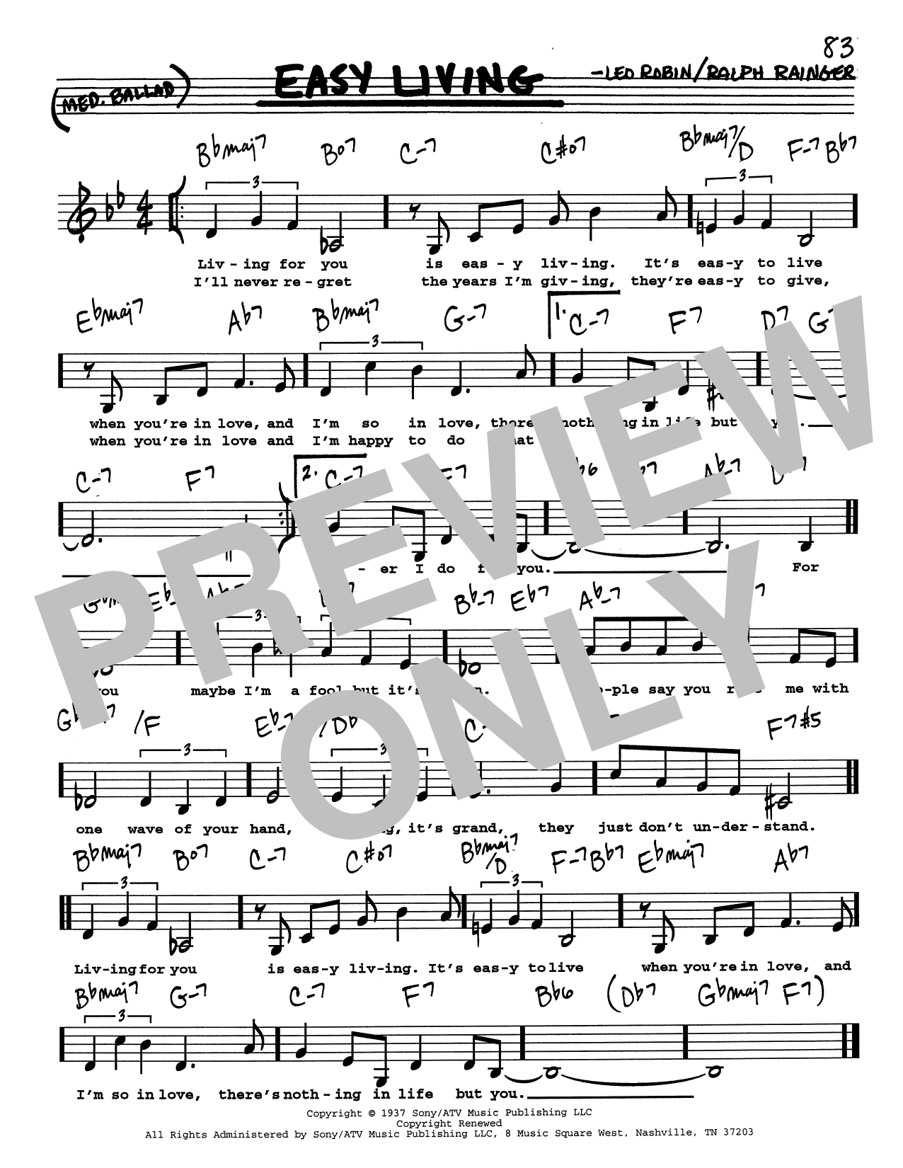 Download Ralph Rainger Easy Living (Low Voice) Sheet Music and learn how to play Real Book – Melody, Lyrics & Chords PDF digital score in minutes