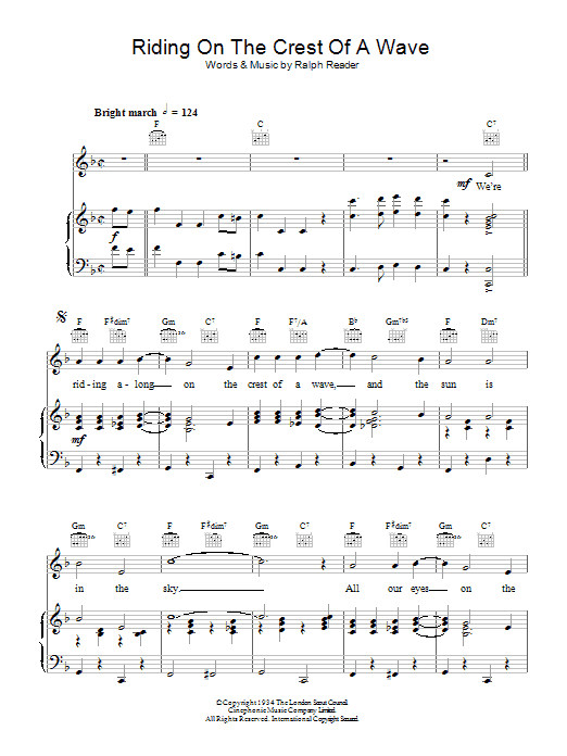 Download Ralph Reader On The Crest Of A Wave (from The Gang Show) Sheet Music and learn how to play Piano, Vocal & Guitar (Right-Hand Melody) PDF digital score in minutes