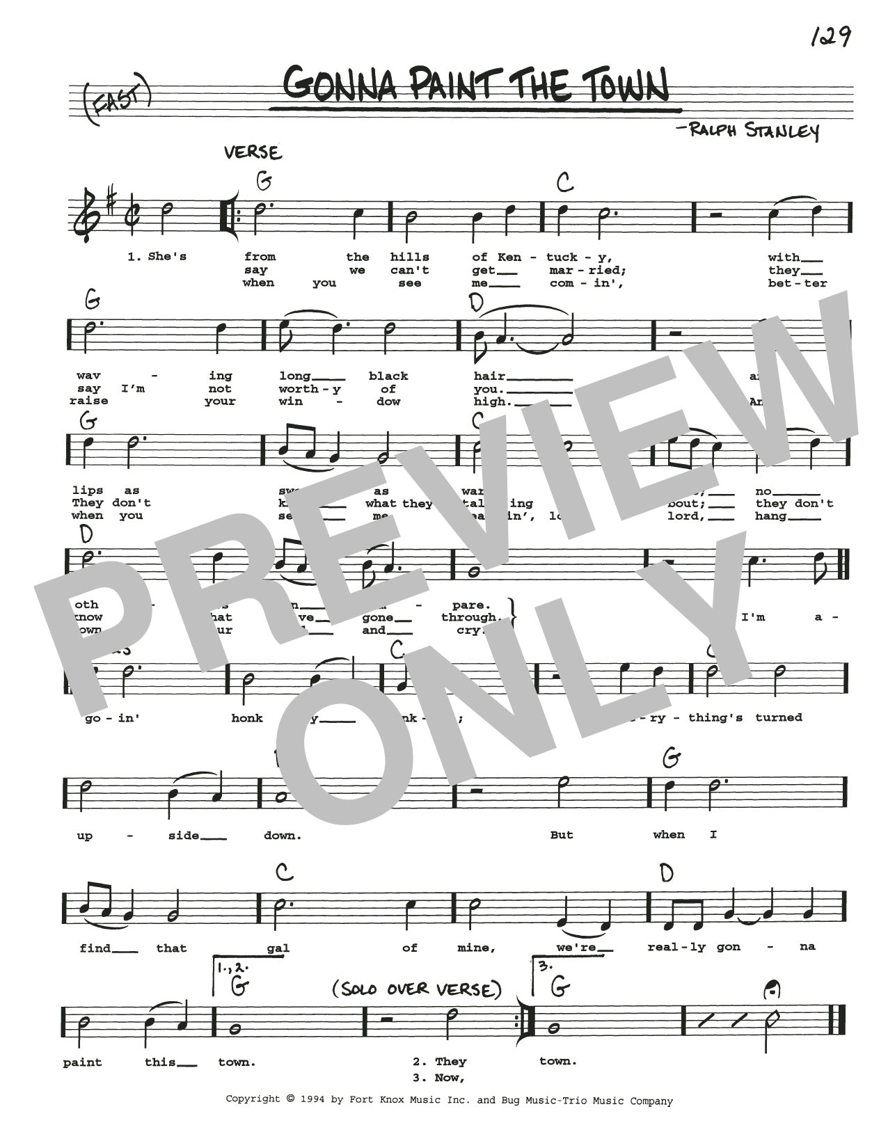 Download Ralph Stanley Gonna Paint The Town Sheet Music and learn how to play Real Book – Melody, Lyrics & Chords PDF digital score in minutes