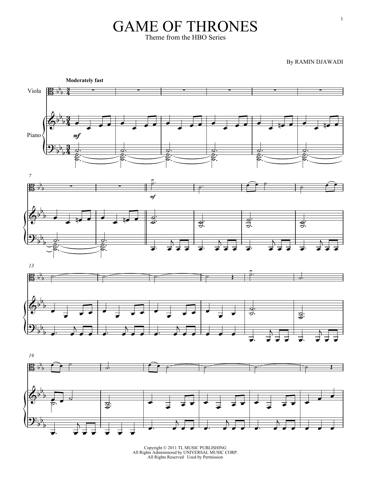 Download Ramin Djawadi Game Of Thrones Sheet Music and learn how to play Alto Sax and Piano PDF digital score in minutes