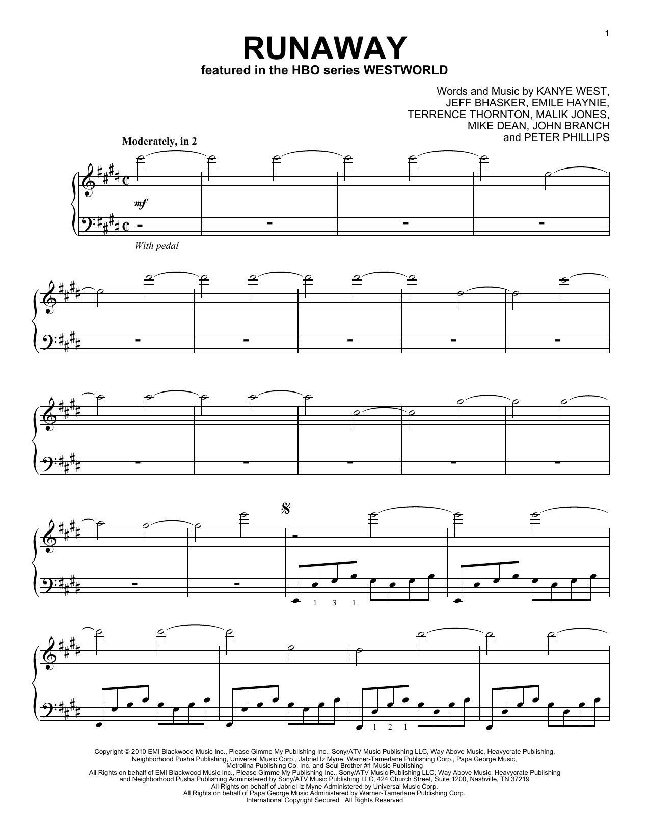 Download Ramin Djawadi Runaway Sheet Music and learn how to play Piano Solo PDF digital score in minutes