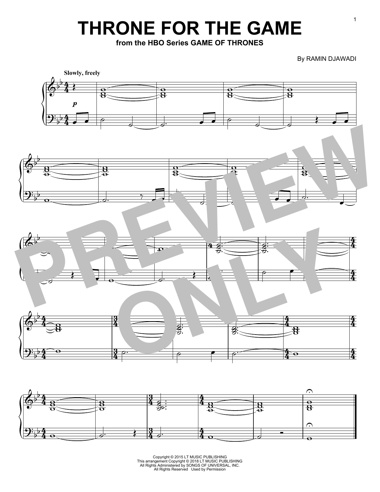 Download Ramin Djawadi Throne For The Game (from Game of Thrones) Sheet Music and learn how to play Easy Piano PDF digital score in minutes