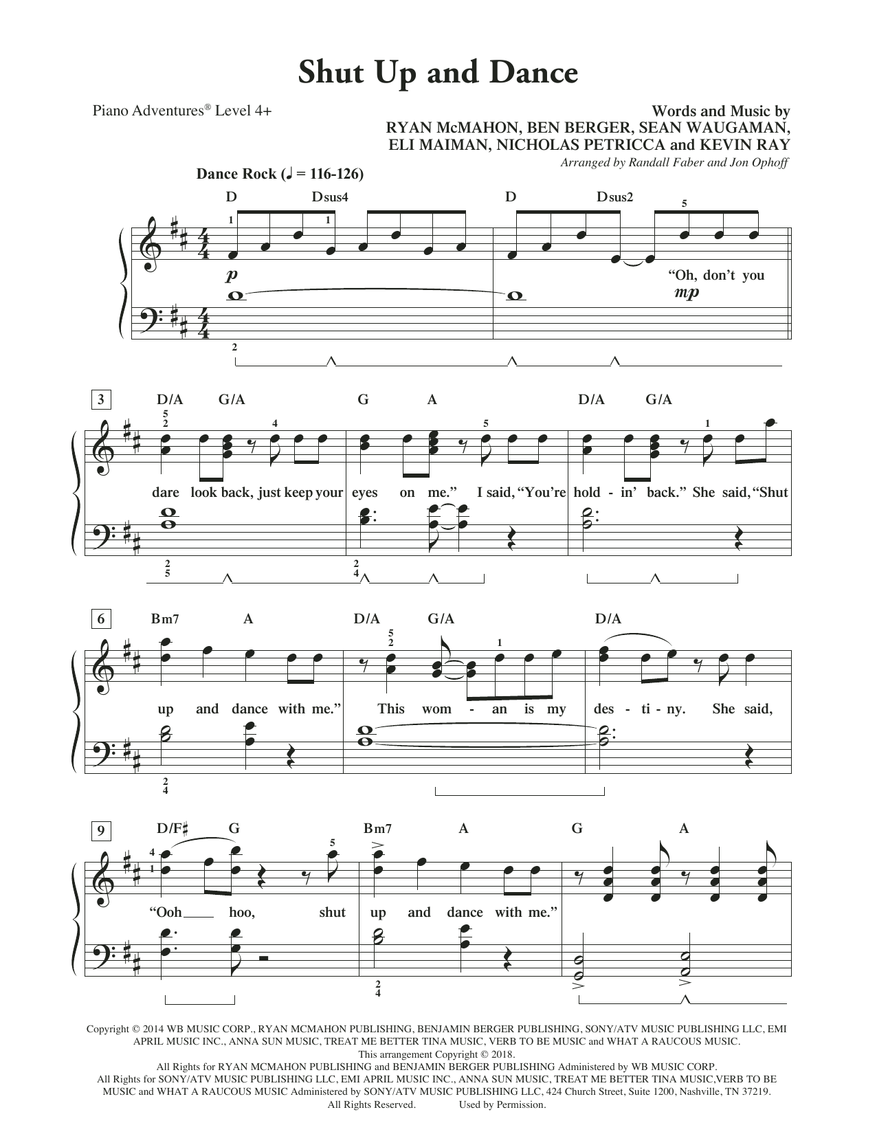 Download Randall Faber & Jon Ophoff Shut Up and Dance Sheet Music and learn how to play Piano Adventures PDF digital score in minutes