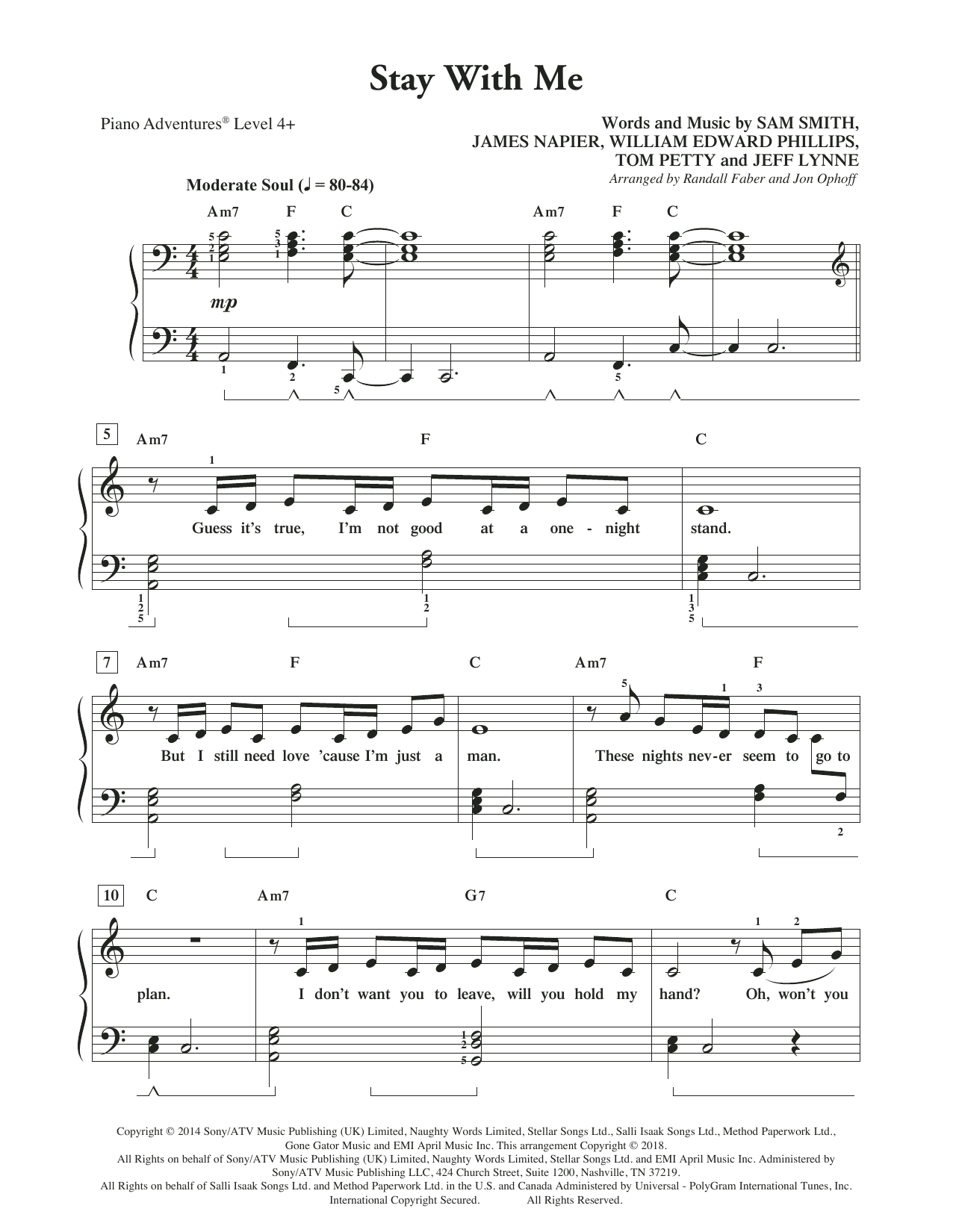 Download Randall Faber & Jon Ophoff Stay with Me Sheet Music and learn how to play Piano Adventures PDF digital score in minutes