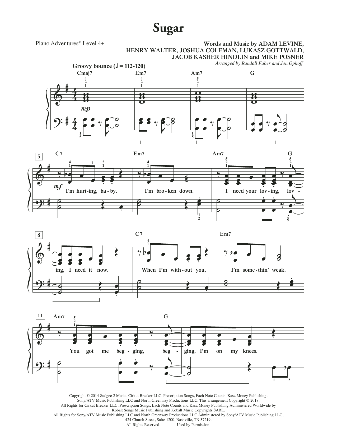 Download Randall Faber & Jon Ophoff Sugar Sheet Music and learn how to play Piano Adventures PDF digital score in minutes