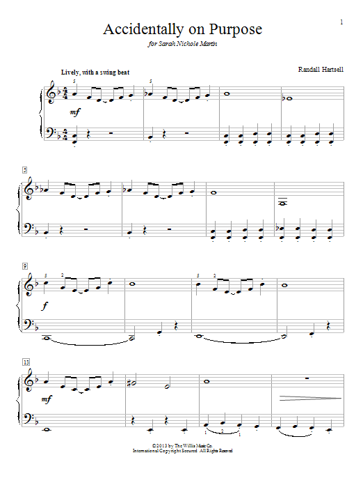 Download Randall Hartsell Accidentally On Purpose Sheet Music and learn how to play Easy Piano PDF digital score in minutes